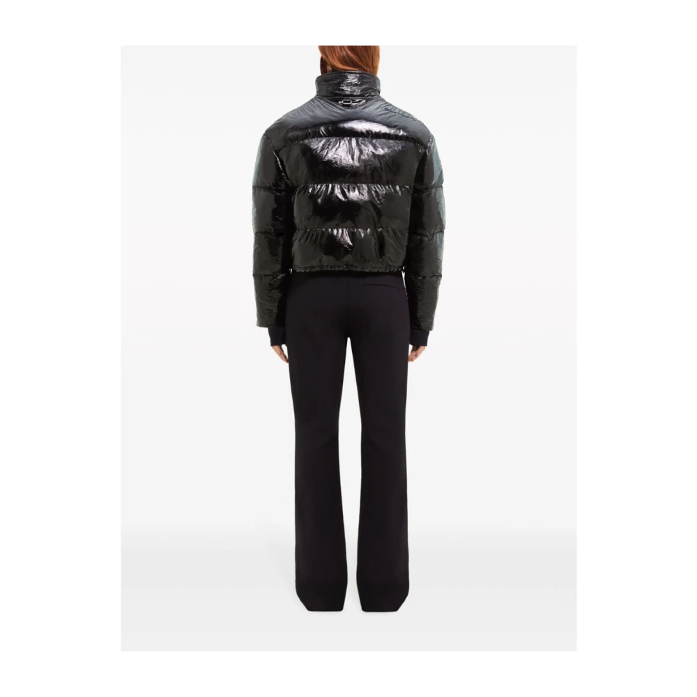 Courrèges Zwarte Glanzende Gewatteerde Jas Black Dames
