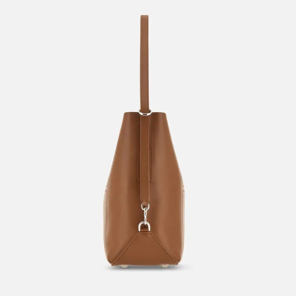 Hogan Leren Hobo Schoudertas in Cuoio Brown Dames
