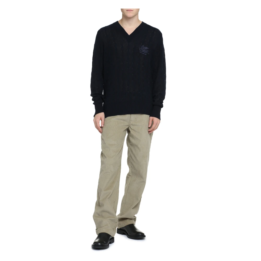 ETRO Cashmere Kabeltrui Blue Heren