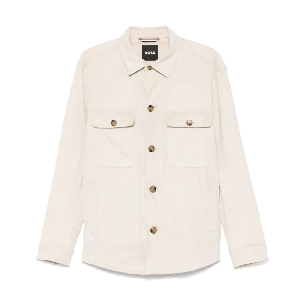 Hugo Beige Relaxed-Fit Overshirt - Male - Light Jackets - L - Jackets