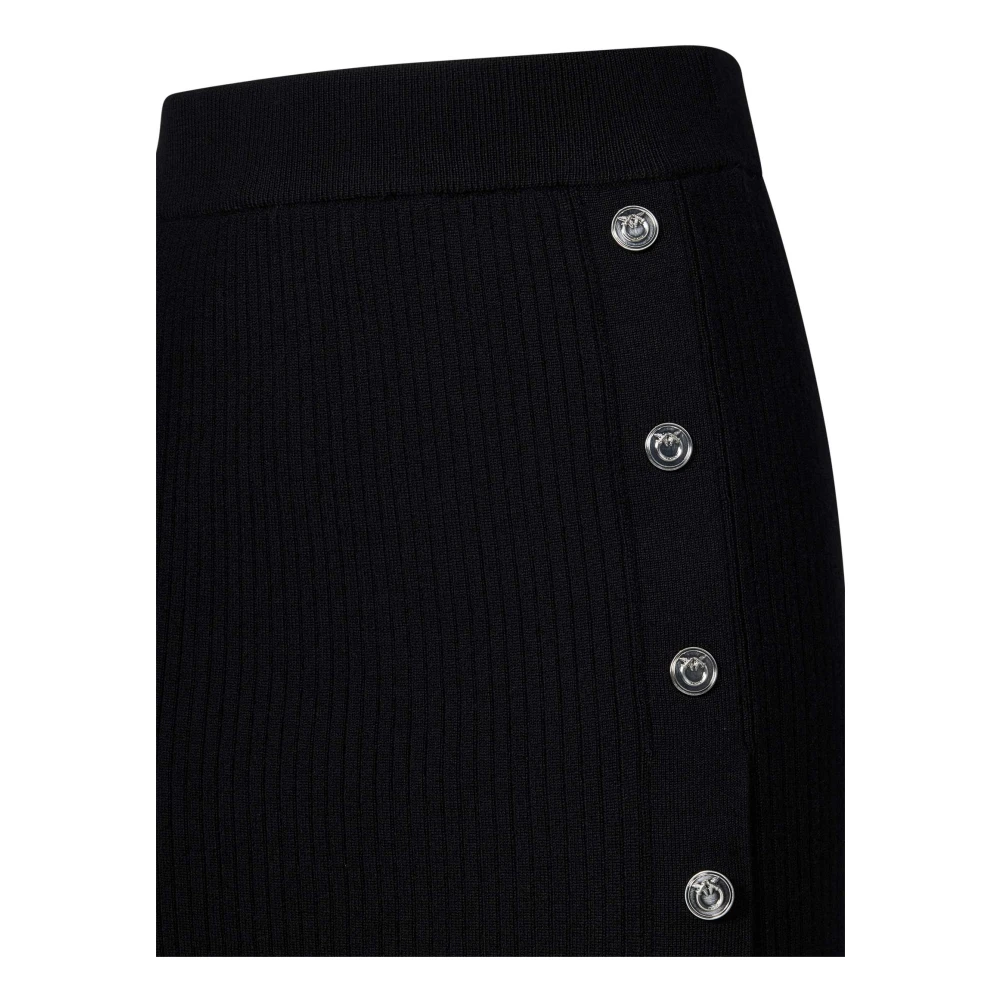 pinko Zwarte Geribbelde Wollen Rok Aw24 Black Dames