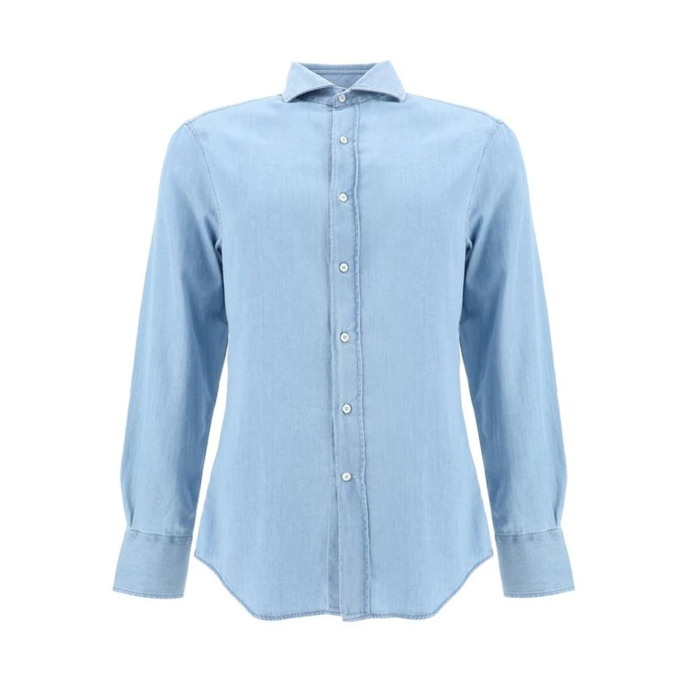 BRUNELLO CUCINELLI Denim Overhemd met Verstelbare Manchetten Blue Heren