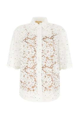 Studded Corded Floral Lace Shirt