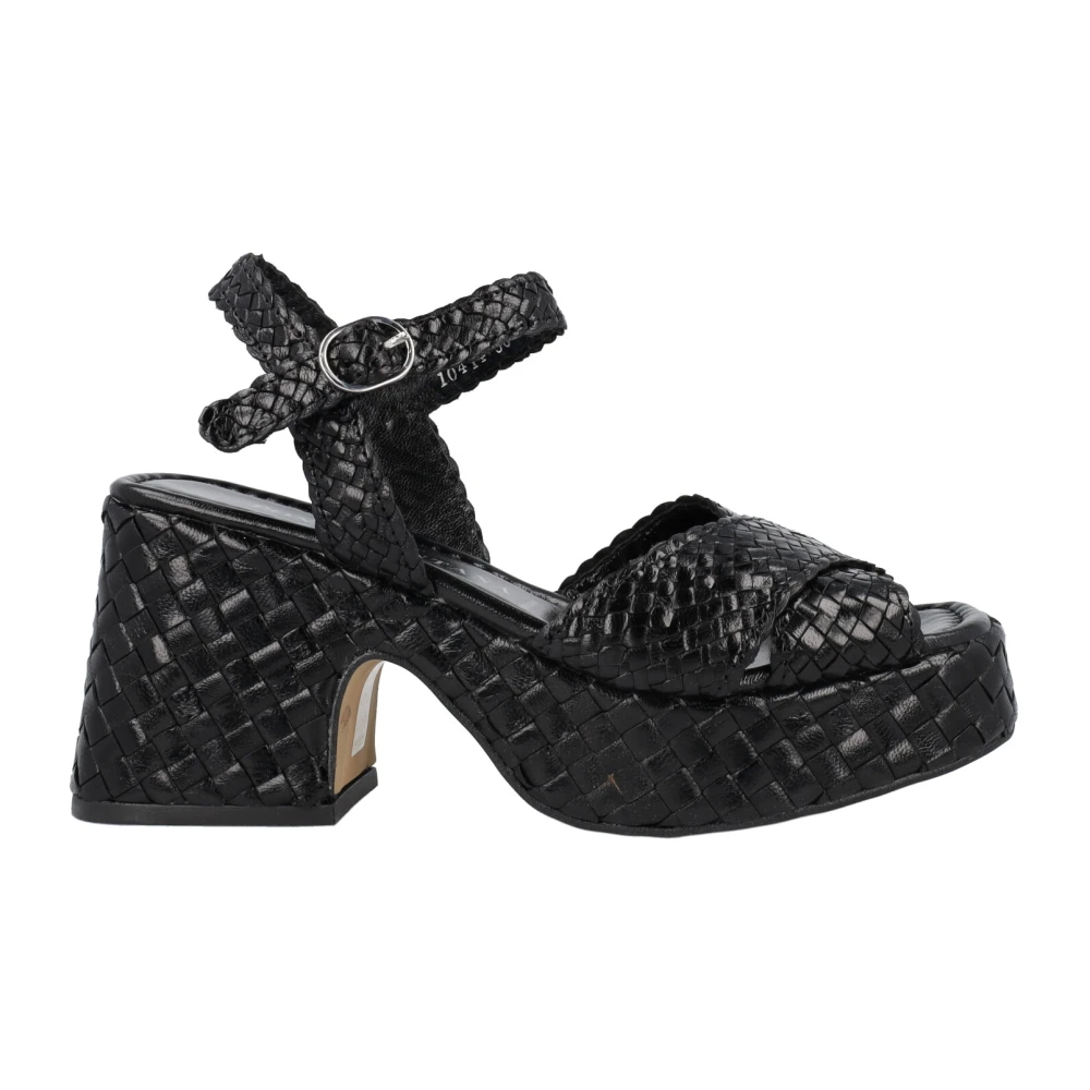 Pons Quintana Handgeweven Leren Sandalen Black Dames