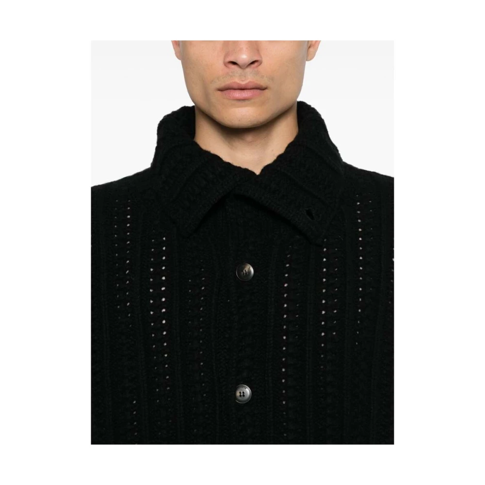 Laneus Grof Gebreide Zwarte Trui Black Heren