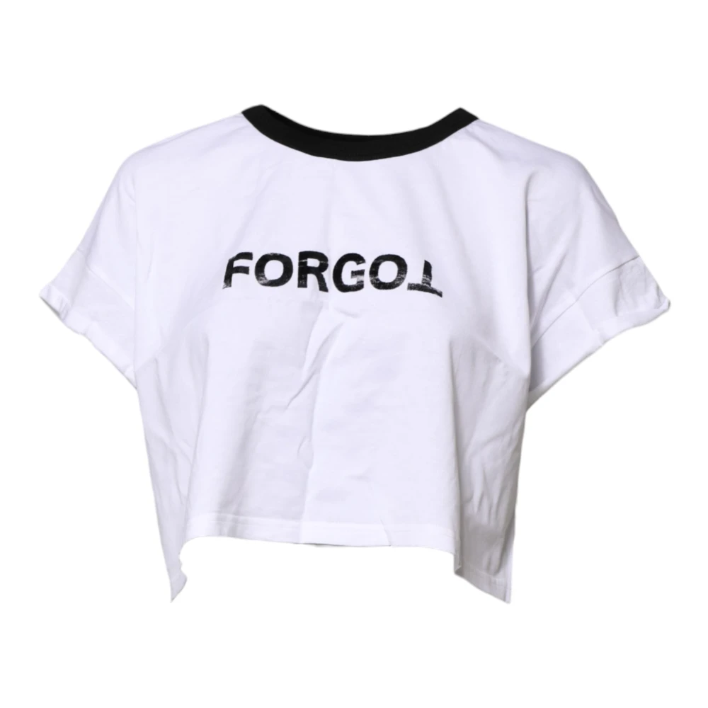 Dolce & Gabbana Women's White T-Shirts, Xl, Graphic Print Cropped T-Shirt