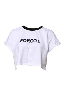 Vit Grafiskt Tryck Cropped T-shirt