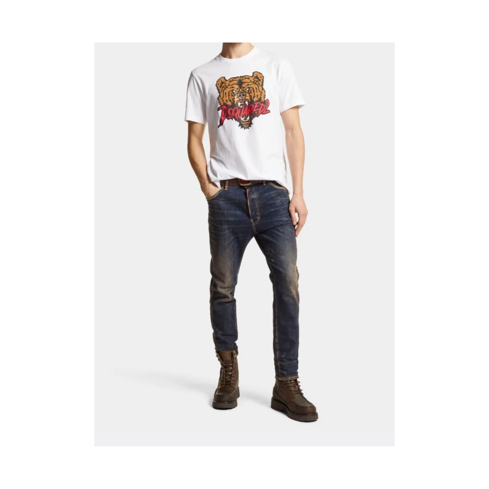Dsquared2 Beer Print Ronde Hals T-shirt White Heren