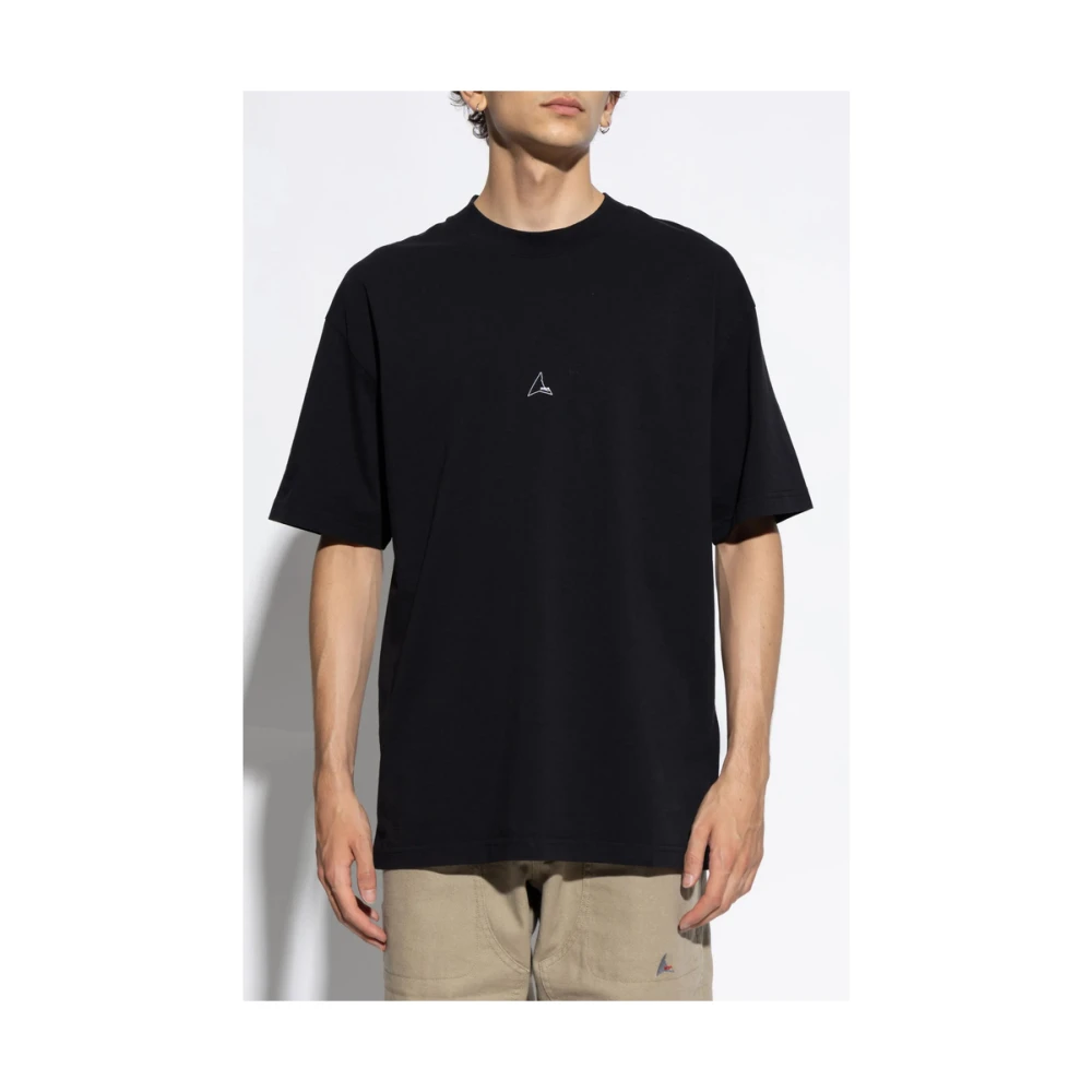 ROA Zwart Logo Print Crew Neck T-shirt Black Heren