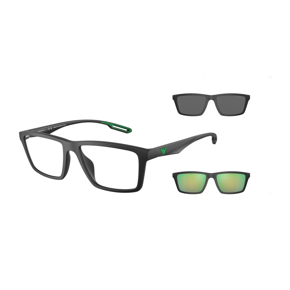 Emporio Armani Men's Black Glasses, 55 Mm, Clip Sunglasses