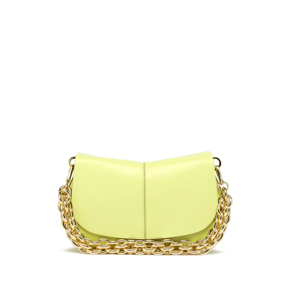Gianni Chiarini Leren handtas met metalen handvat en verstelbare afneembare leren schouderband Yellow Dames