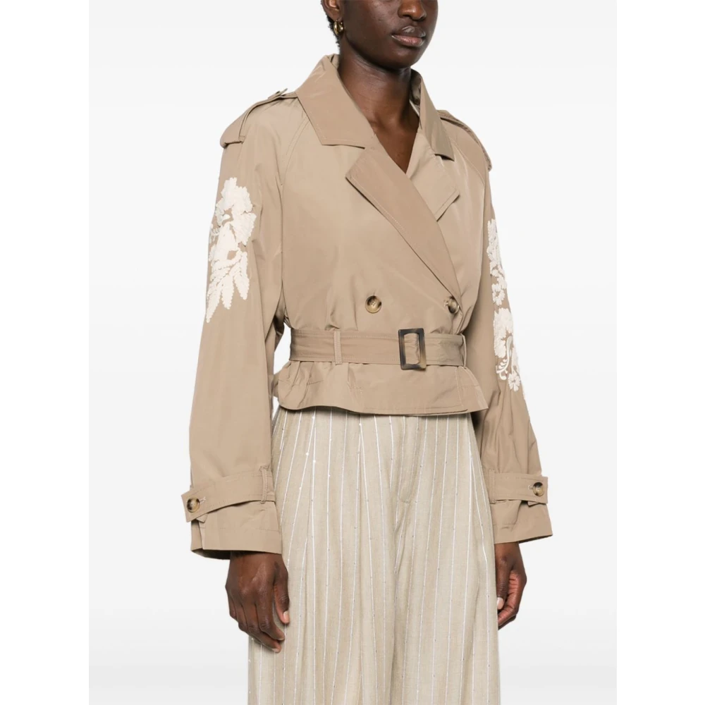 Ermanno Scervino Beige Bloemen Geborduurde Jas Beige Dames