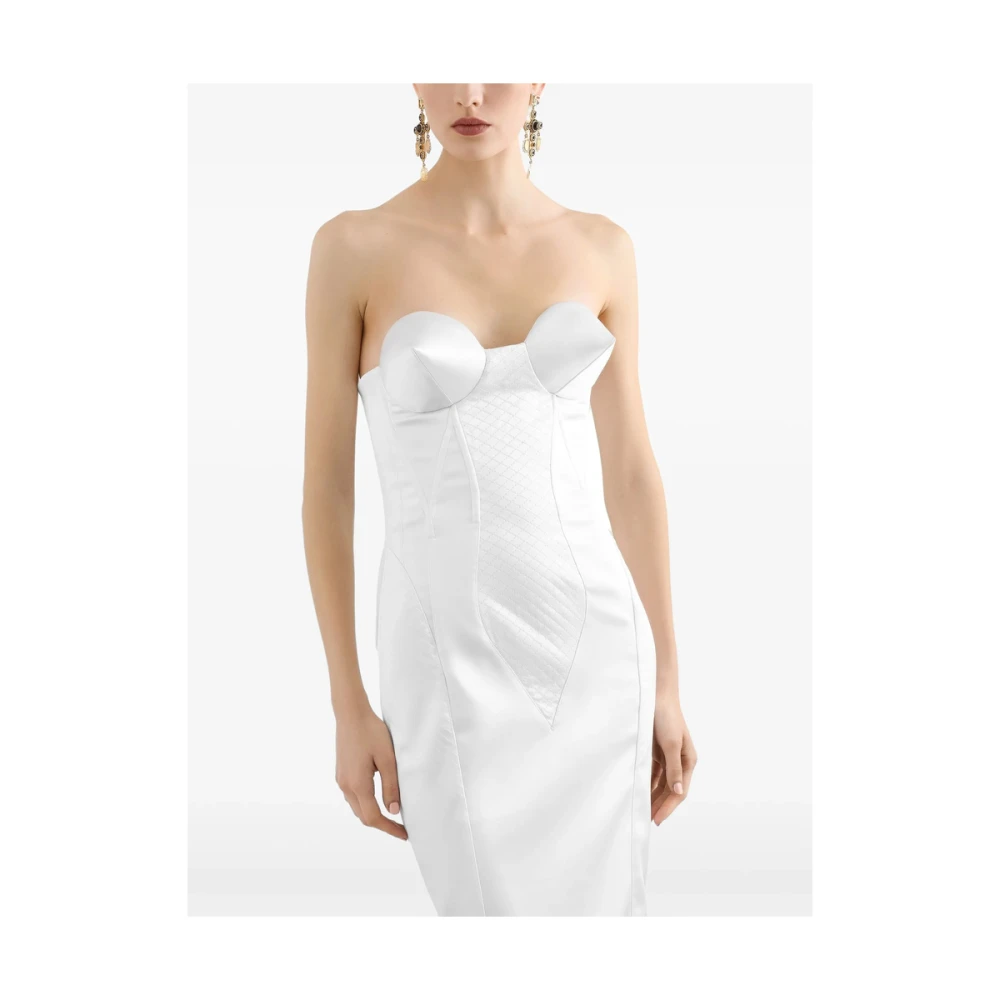 Dolce & Gabbana Witte Bustier Jurk met Vetersluiting White Dames
