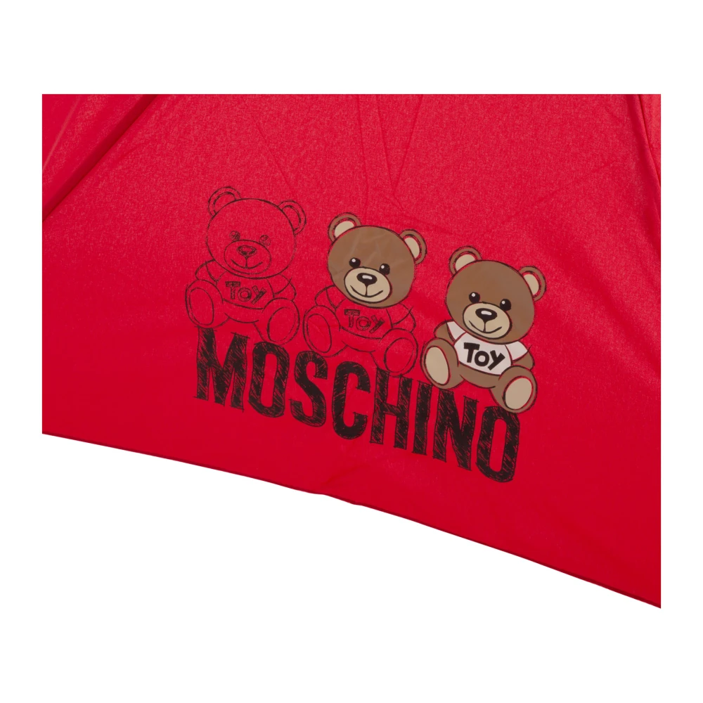 Moschino Gestreepte Supermini Paraplu met Drukknoopsluiting Red Dames