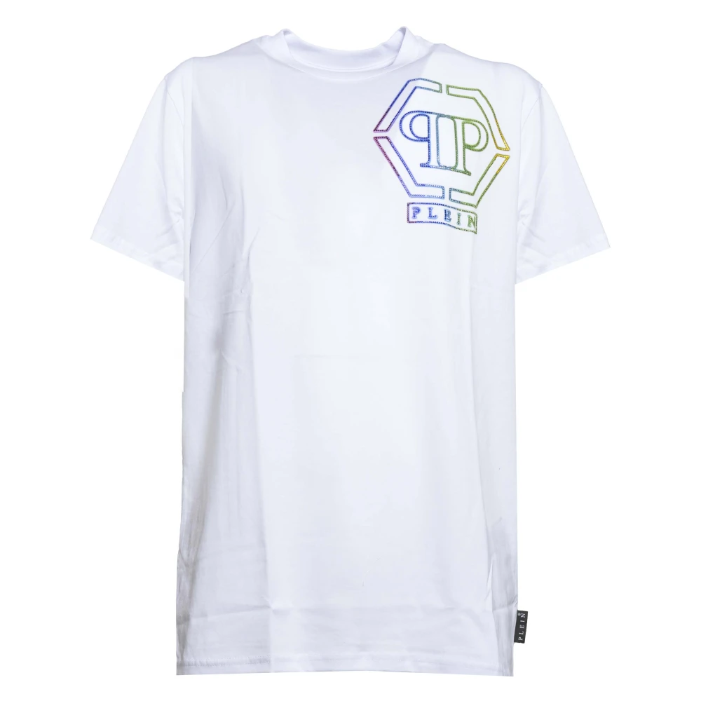 Philipp Plein Klassiek Katoenen Jersey T-shirt met Multicolor Logo White Heren