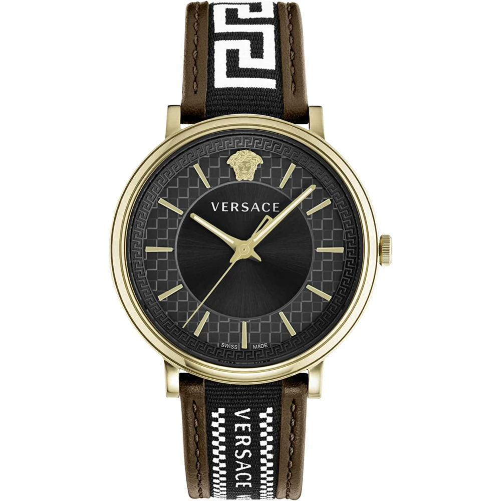 Versace Men's Yellow V-Circle Greca Edition Watch - Watches - One Size - Accessories