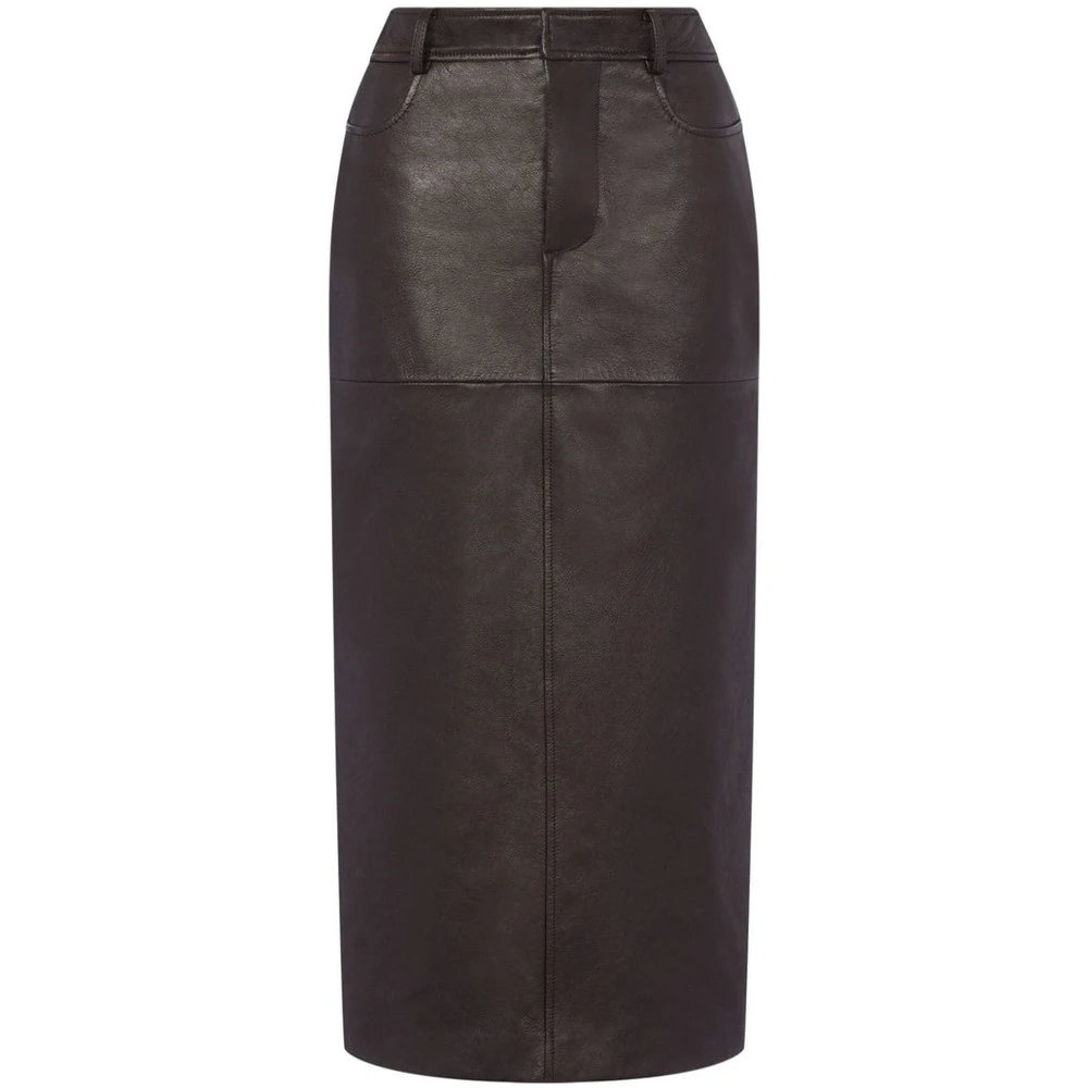 Moschino Bruin Leren Hoge Taille Rok Brown Dames