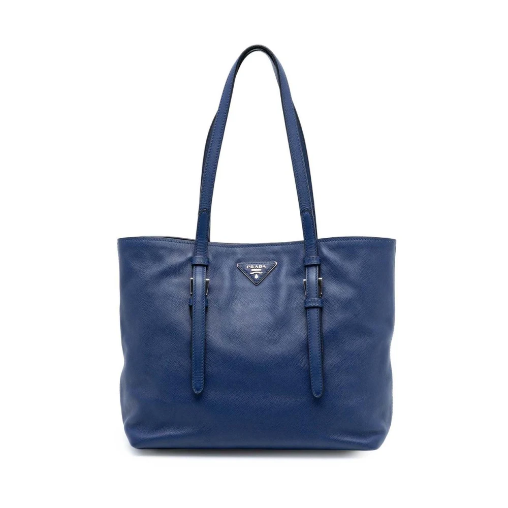 Prada Vintage Women's Blue Vintage Tote Bags, One Size, Pre-Owned Leather Shopper Bag