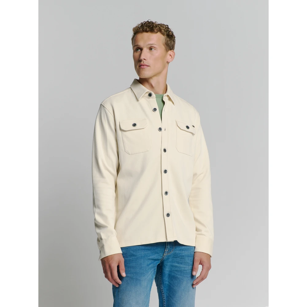 No Excess Knoopsluiting Overshirt Sweatshirt White Heren