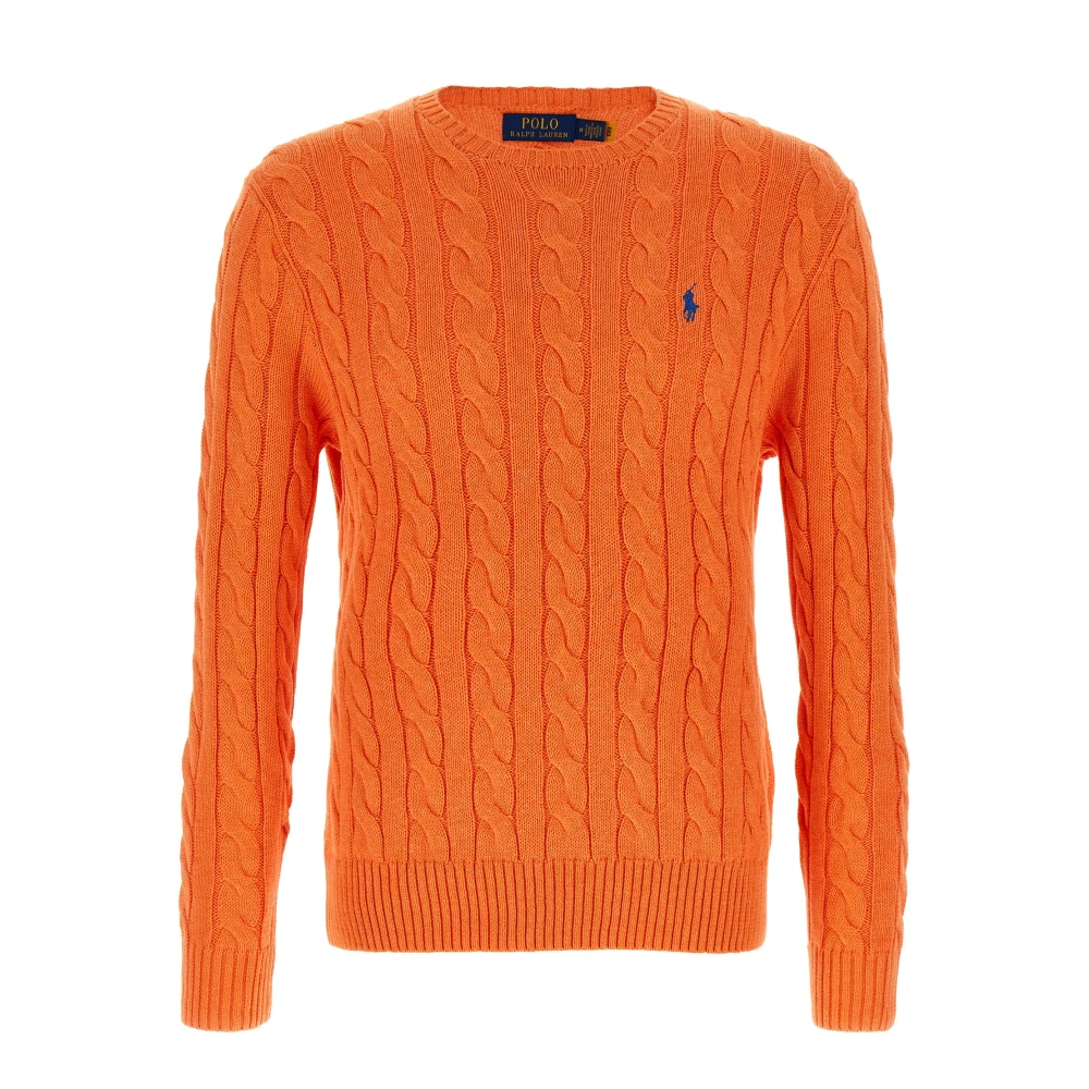 Polo Ralph Lauren Herren Orange Cotton Braided Sweater