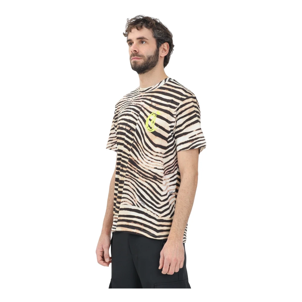 Just Cavalli Zebra Stripe Korte Mouw T-shirt Multicolor Heren
