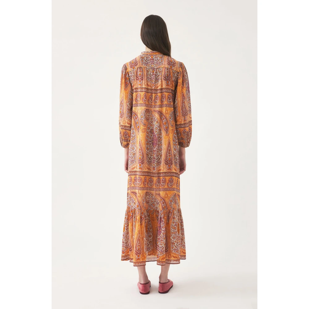 Antik batik Print jurk Tajar Orange Dames