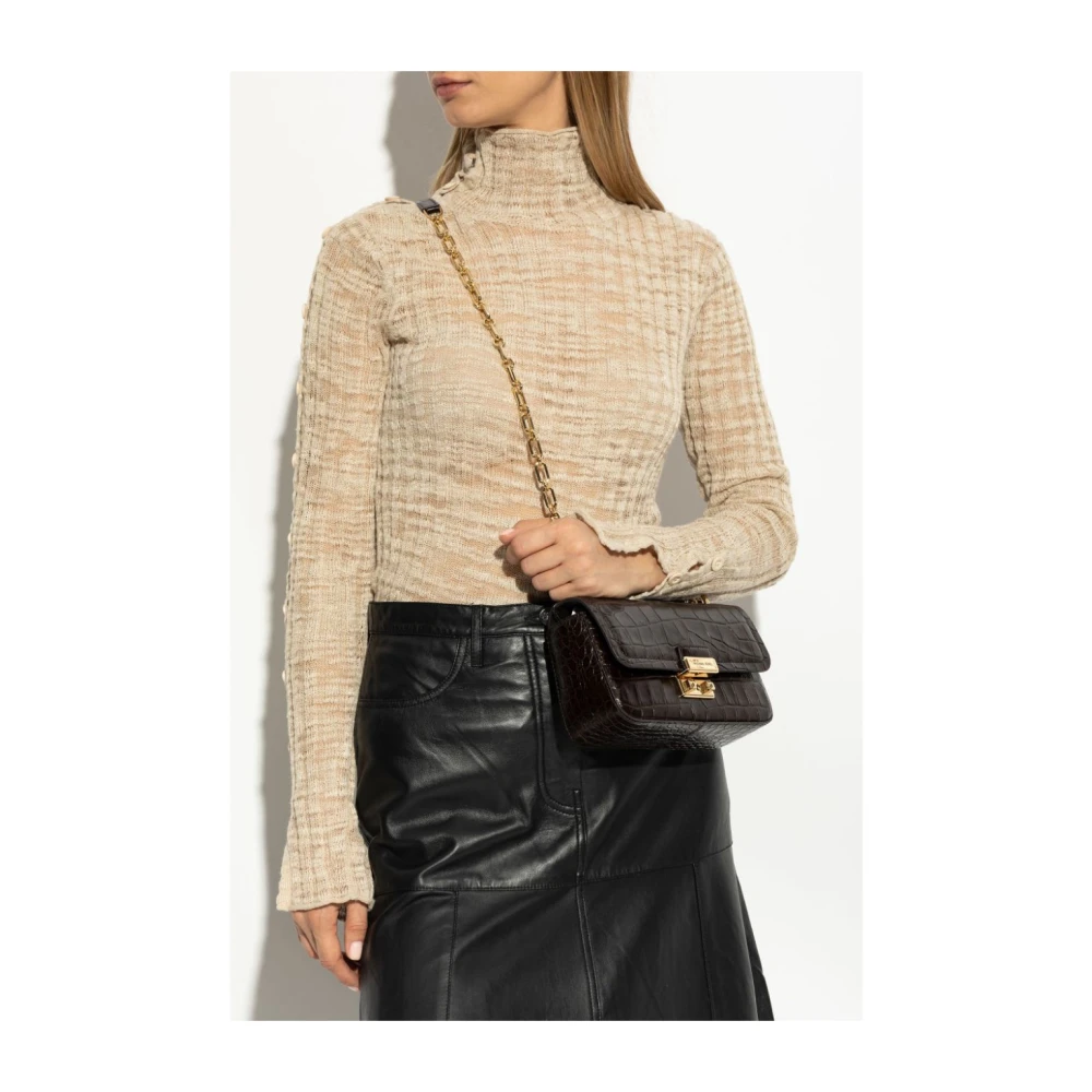 Michael Kors Bruine leren schoudertas Brown Dames