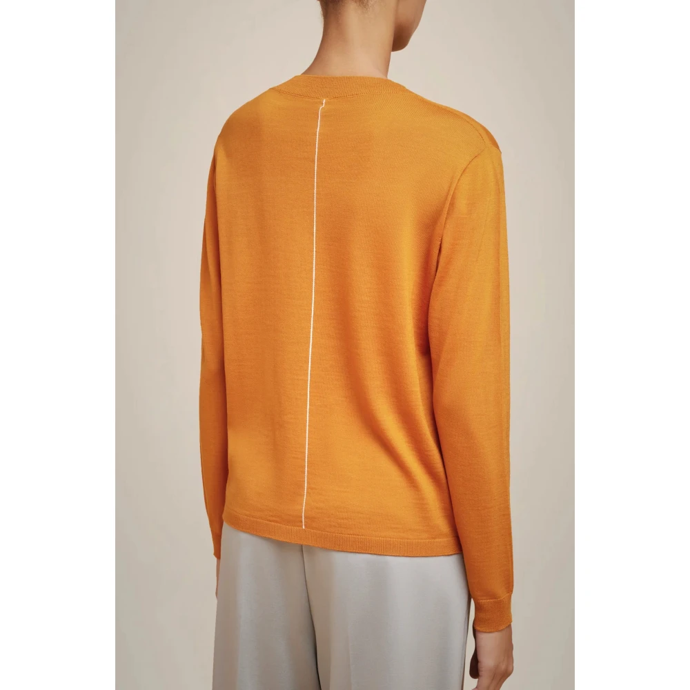 Liviana Conti Merino V-Hals Wollen Trui Orange Dames