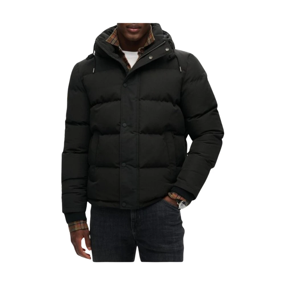 Superdry Men's Black Winter Jackets, M, Hooded Jacket With Zip Fastening
