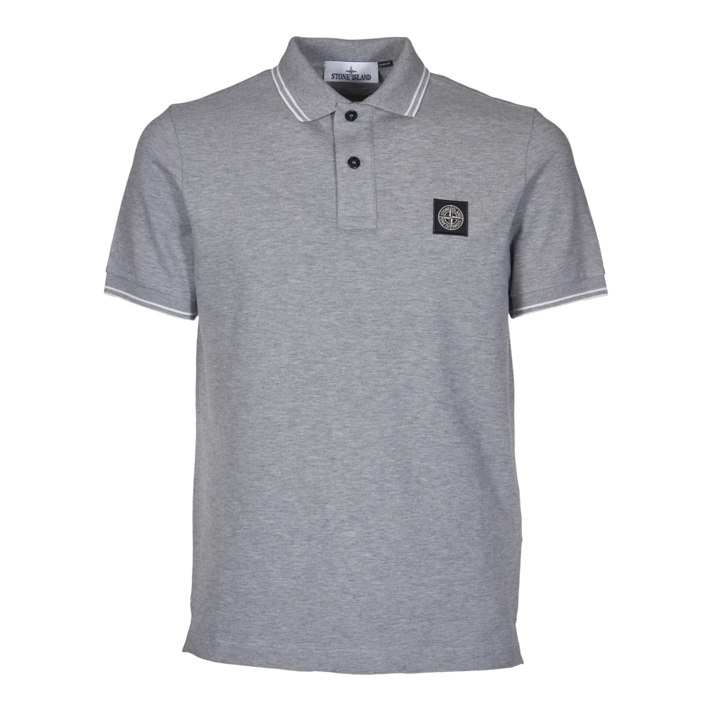 Stone Island Organische katoenen polo met logo kompas Gray Heren