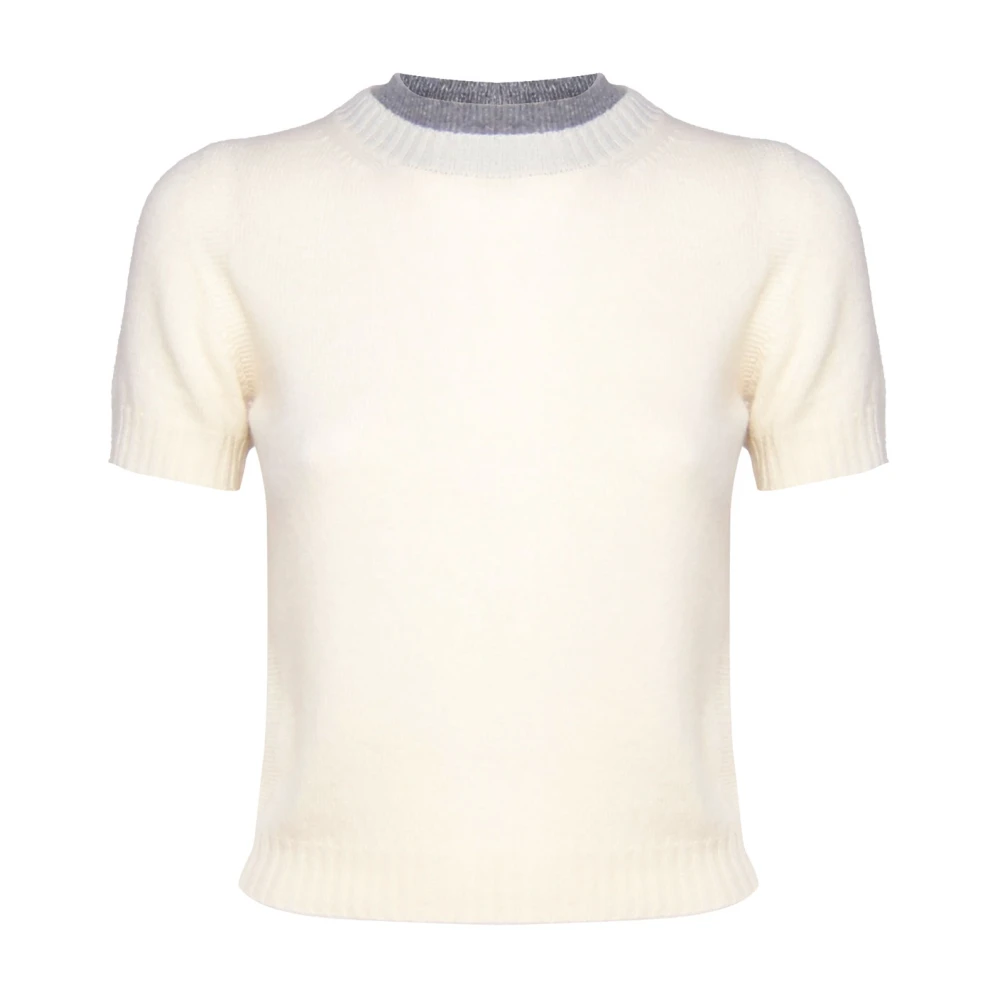 Pinko Witte Katoenen T-shirt Ronde Kraag Boter White Dames