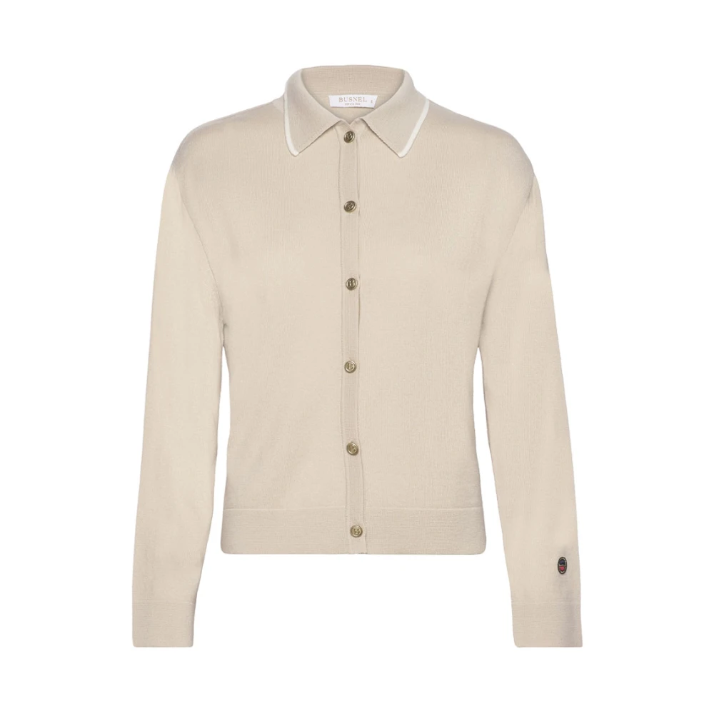 Busnel Angelika Beige Cardigan met Gouden Knopen Beige Dames
