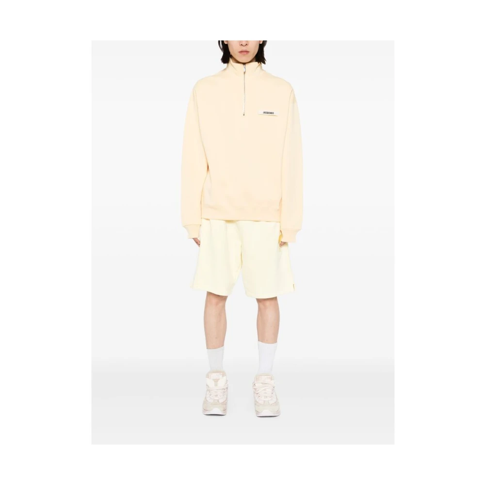 Jacquemus Beige Zip Sweater Drop Shoulder Yellow Heren