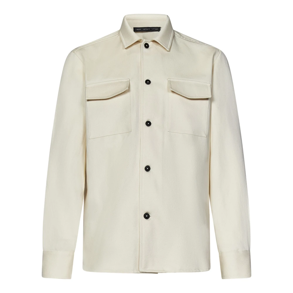 Low Brand Witte Wol Denim Overshirt Klepzakken White Heren
