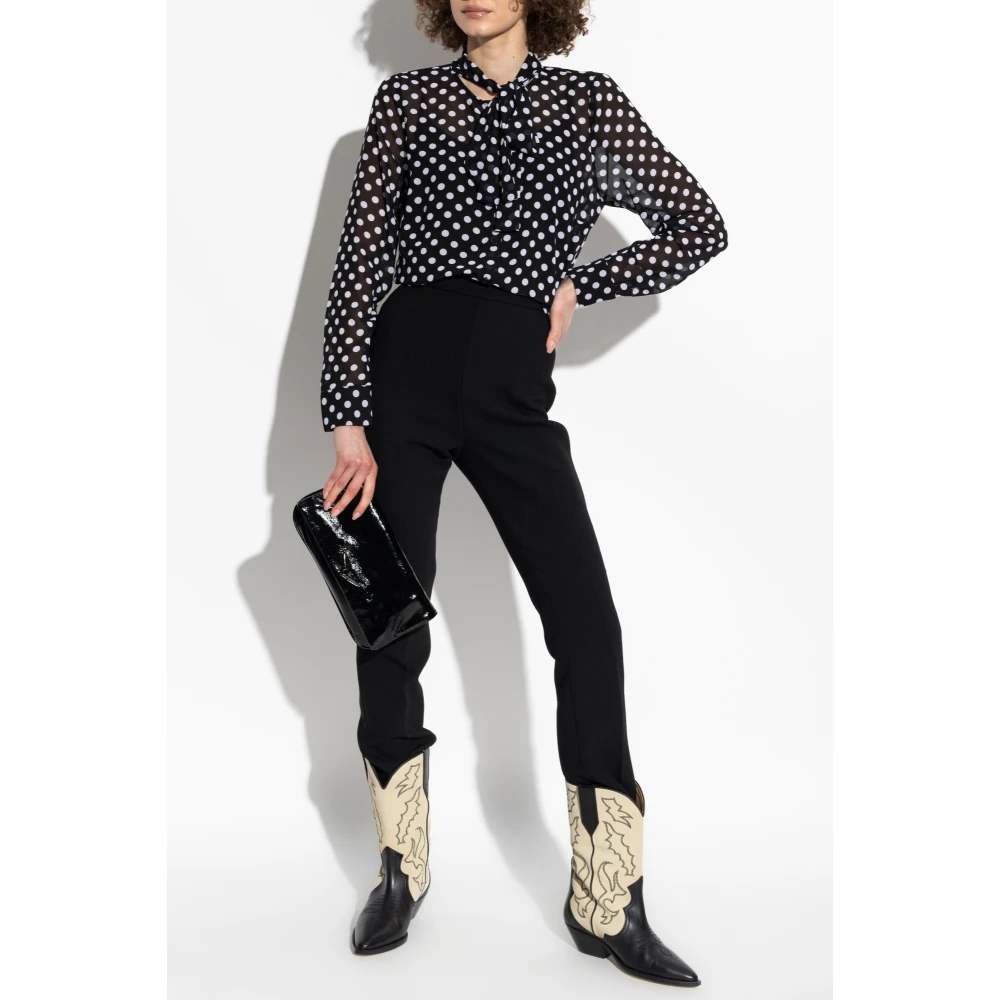 Michael Kors Polka Dot Georgette Blouse met striknek Black Dames