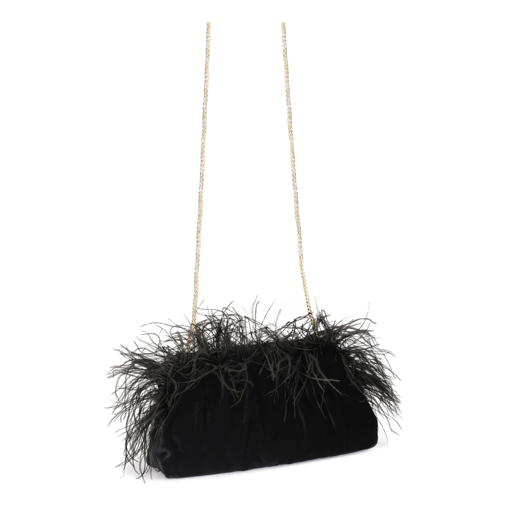 Kazar Zwarte avondtasje met veren Black Dames