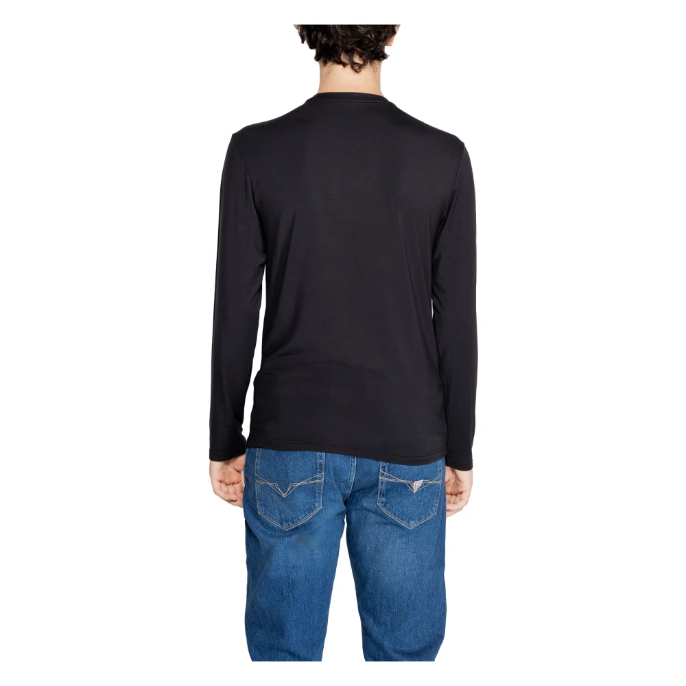 Emporio Armani Zwart langemouw ronde hals T-shirt Black Heren