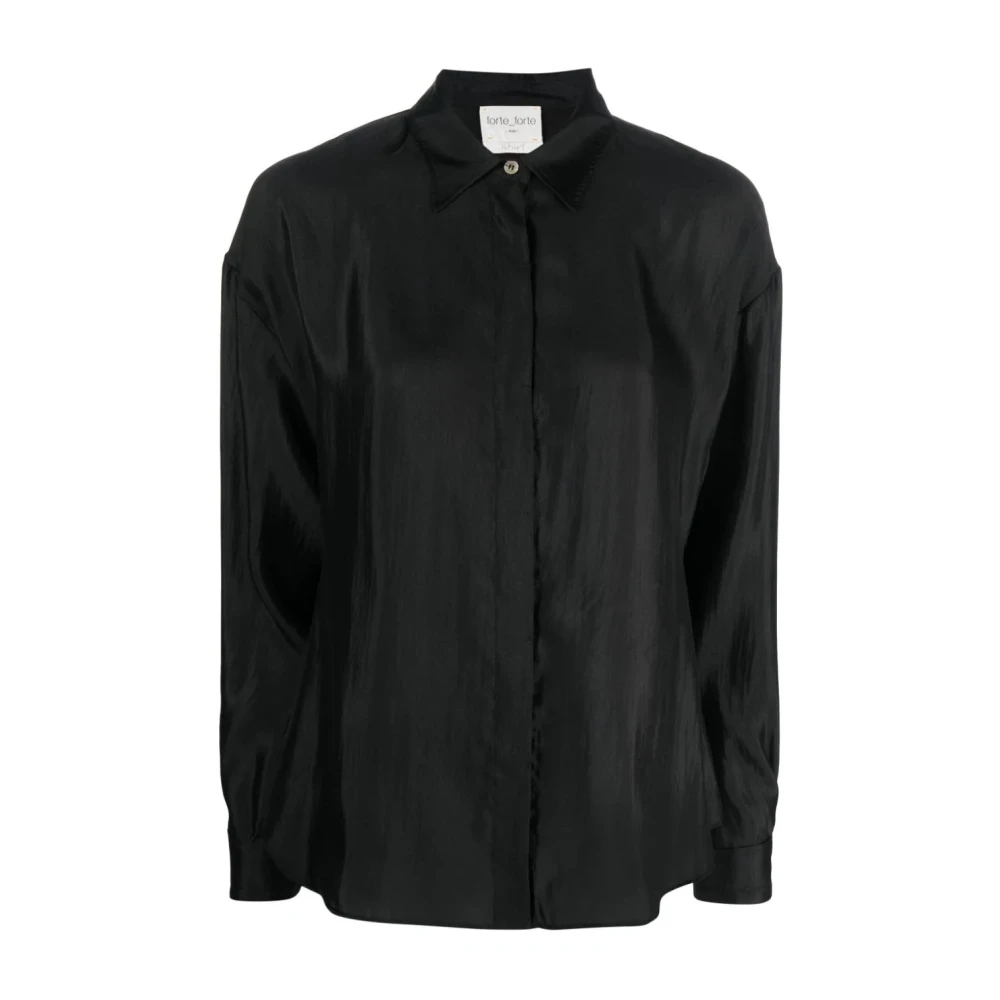 Forte Forte Women's Black Elegant Long Sleeve Silk Shirt - Shirts - L - Blouses & Shirts