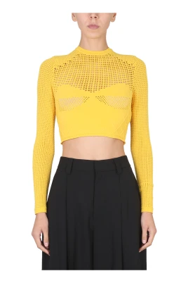 Crochet Hearts Knit Crew Neck