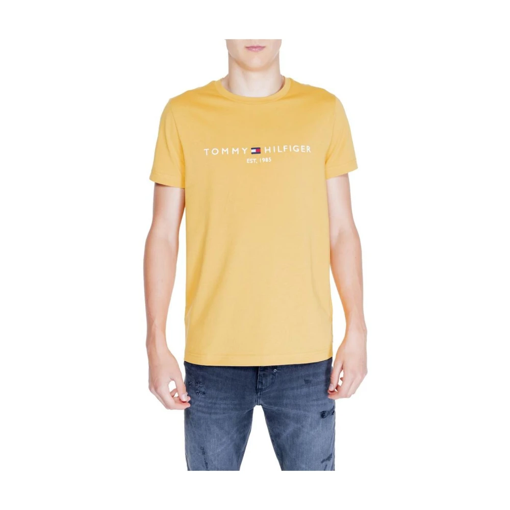 Tommy Hilfiger Gele Katoenen Logo Tee voor Mannen Yellow Heren