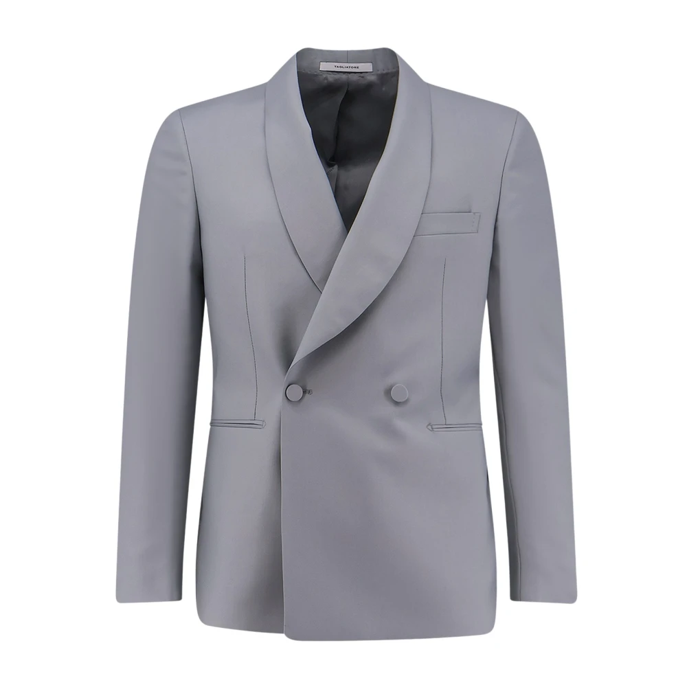 Tagliatore Mannelijk Grijs Kostuums Heren, L, Wol, Double-Breasted Blazer