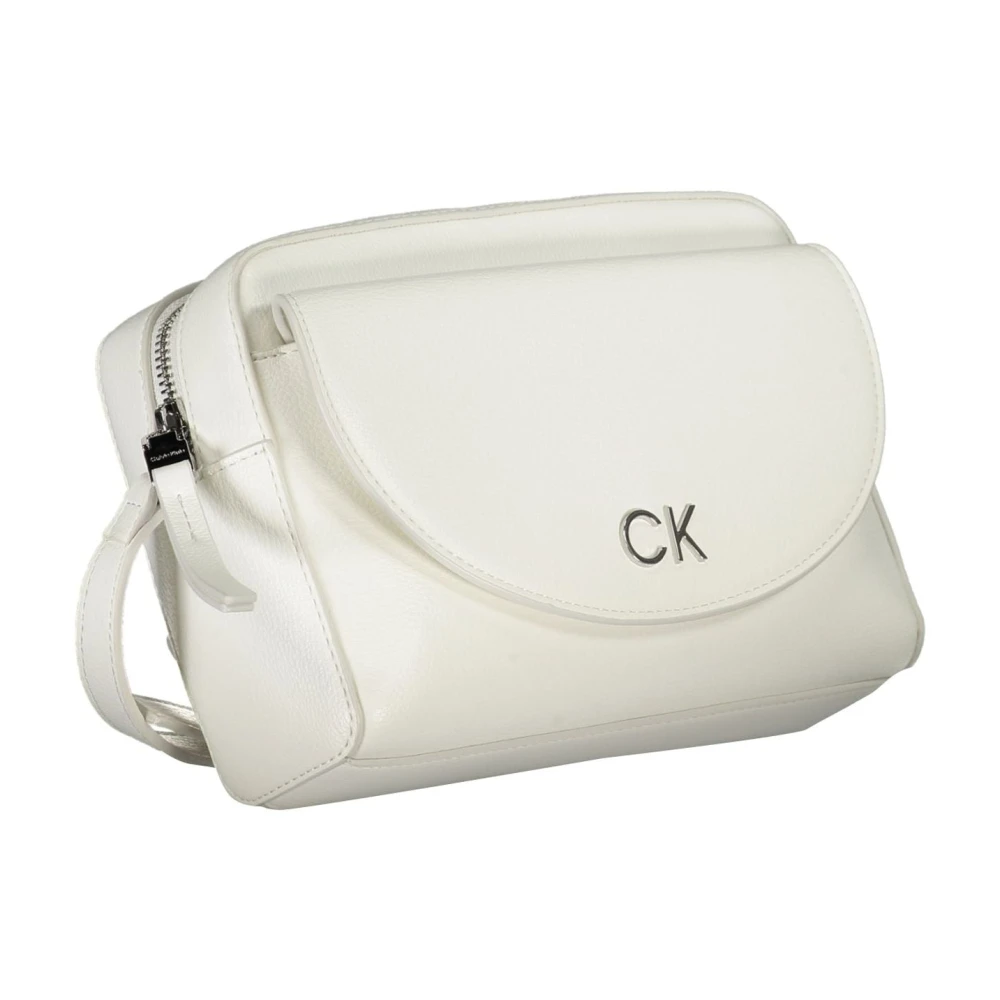 Calvin Klein Witte Schoudertas met Verstelbare Band White Dames