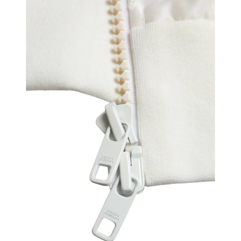 Dolce & Gabbana Elegante witte zijden bomberjack White Dames