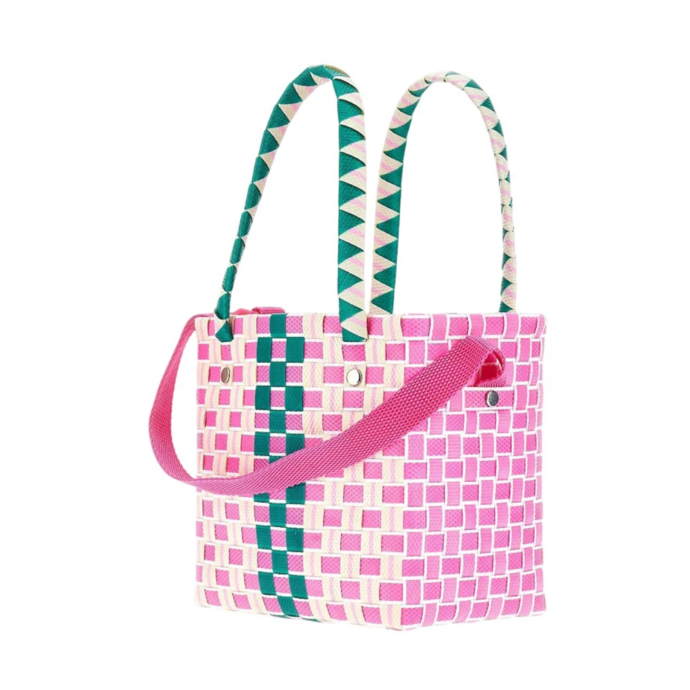 Marni Geweven emmer tas met handvatten Pink Dames