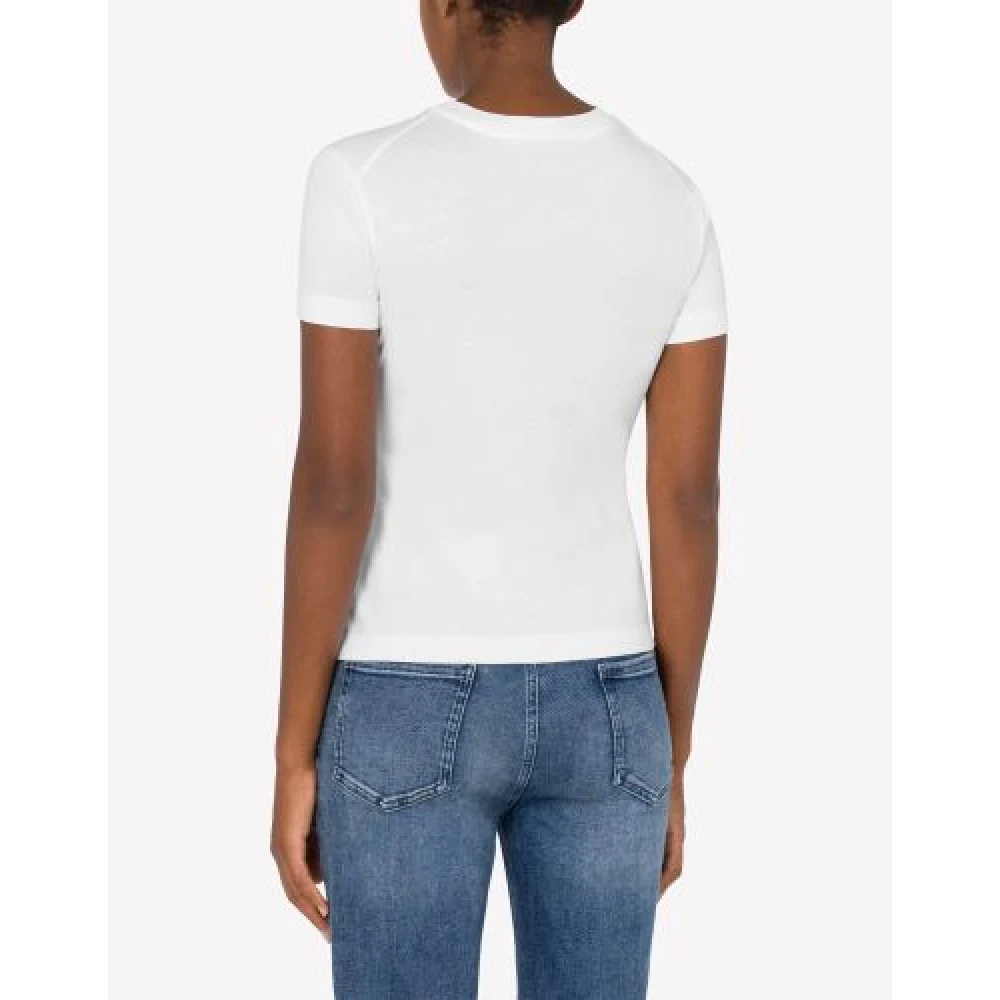Moschino Wit Logo Voorkant T-Shirt White Dames