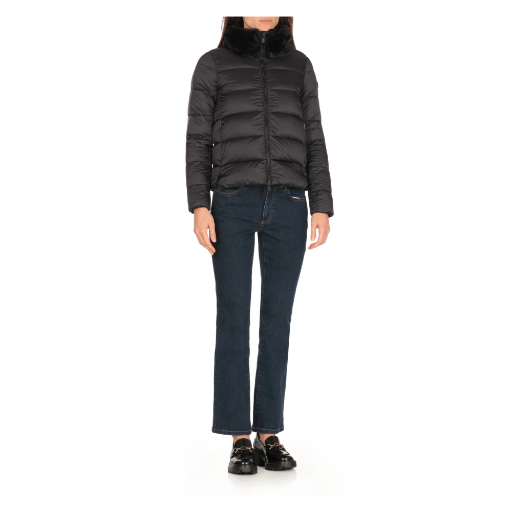 Save The Duck Zwarte Gewatteerde Korte Jas Vrouw Black Dames