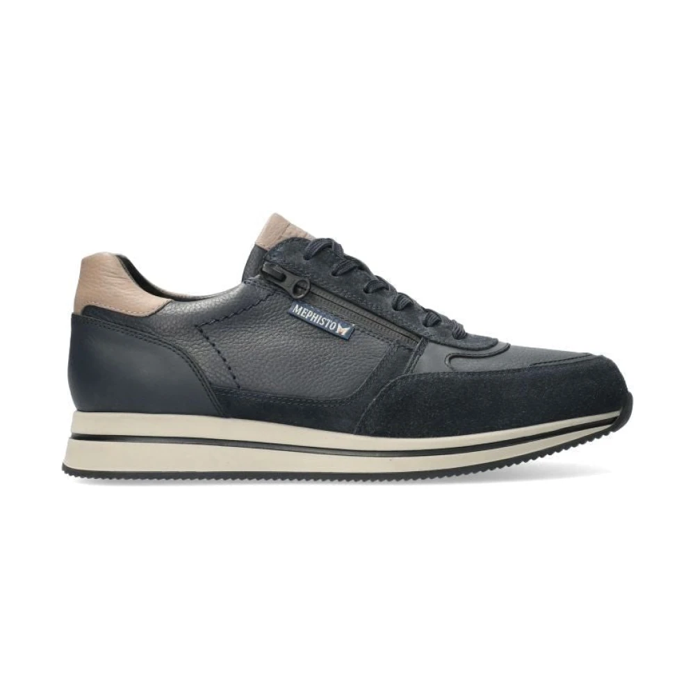 Mephisto Blauwe Lace-Zip Sneaker met Soft-Air Tussenzool Heren Schoenen