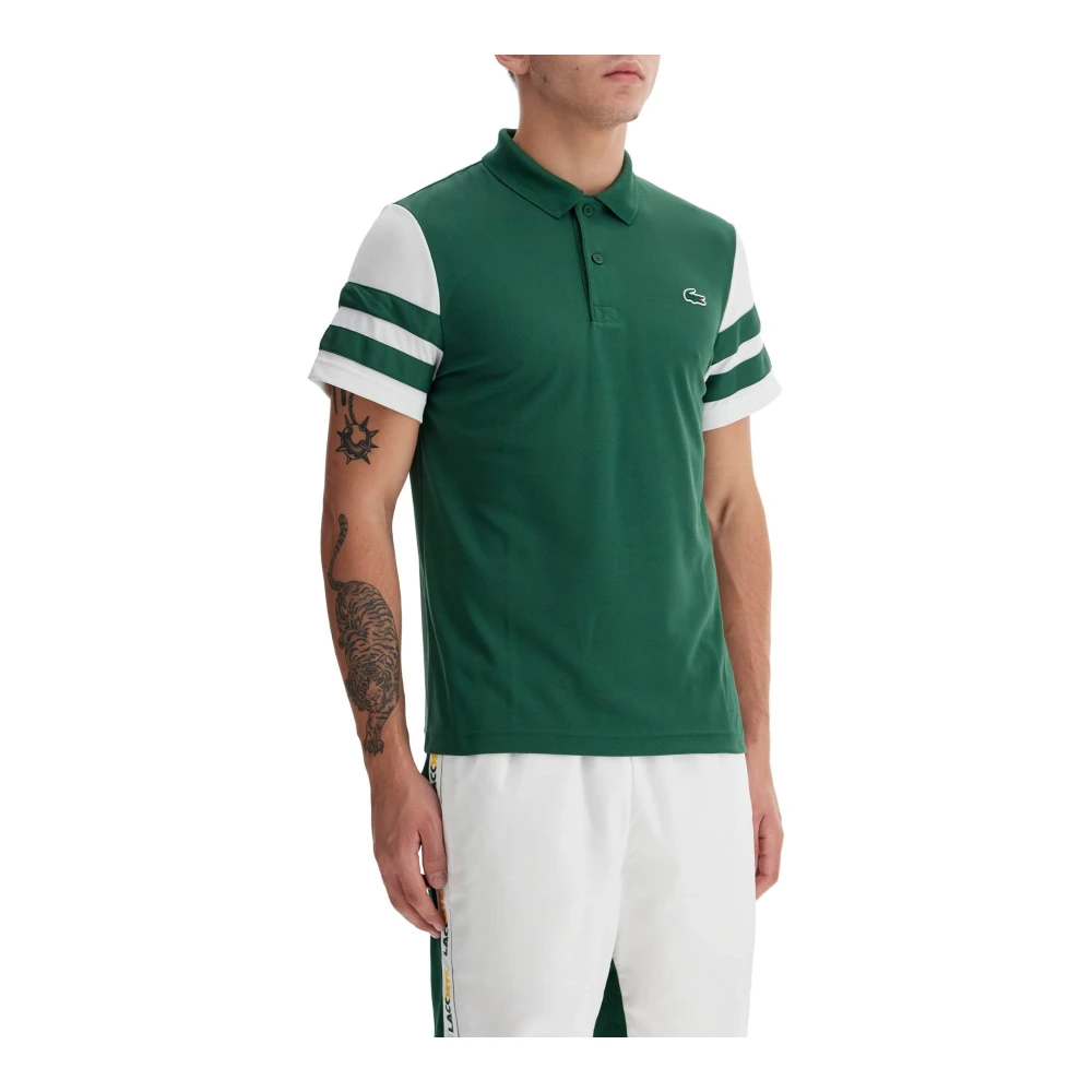 Lacoste Droge Sportpolo met Contrasterende Banden Green Heren