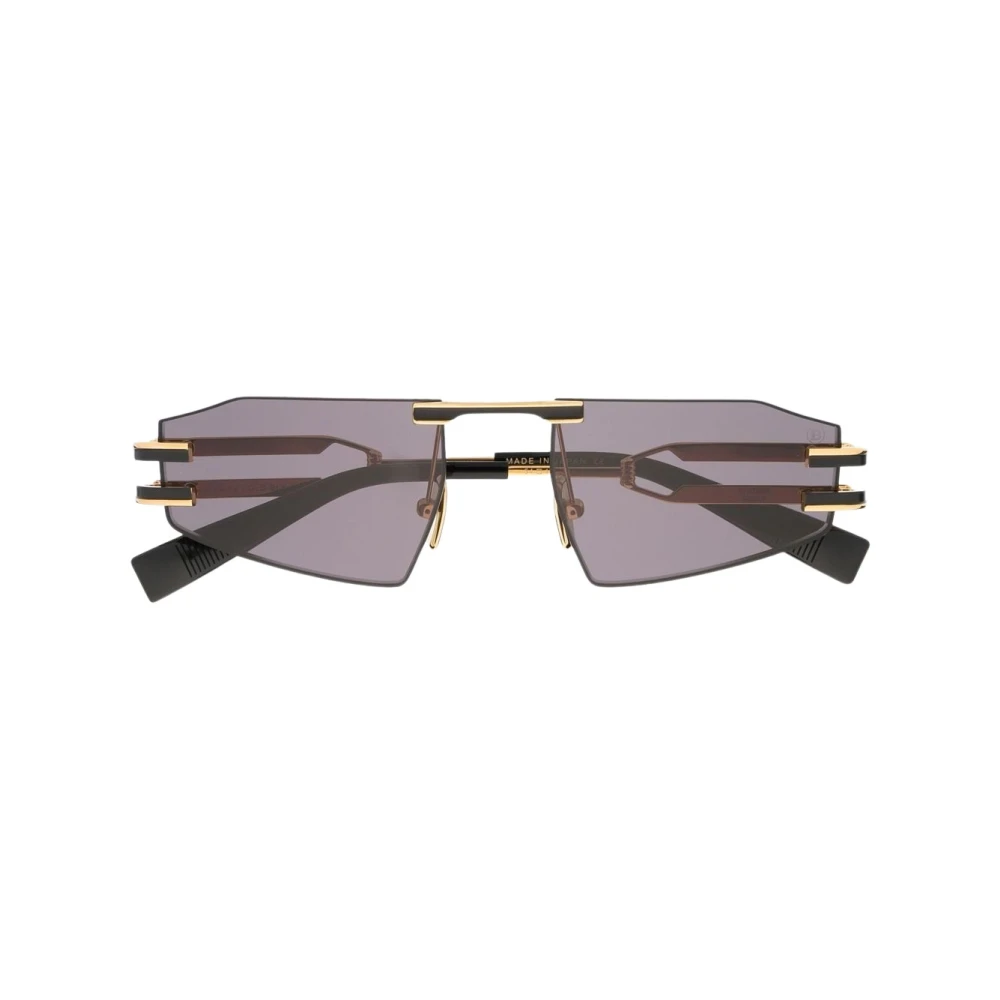 Gullfargede firkantede solbriller med tonede glass