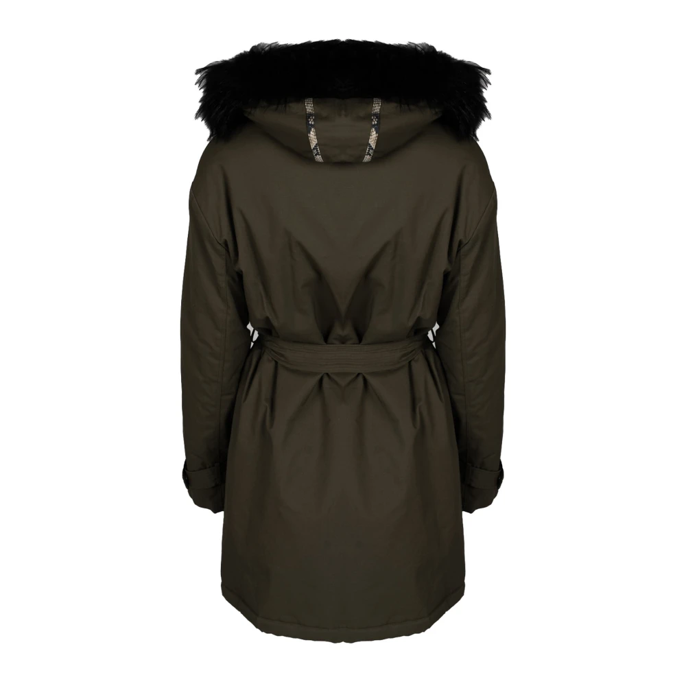 Liu Jo Elegante Bont Gevoerde Jas Green Dames